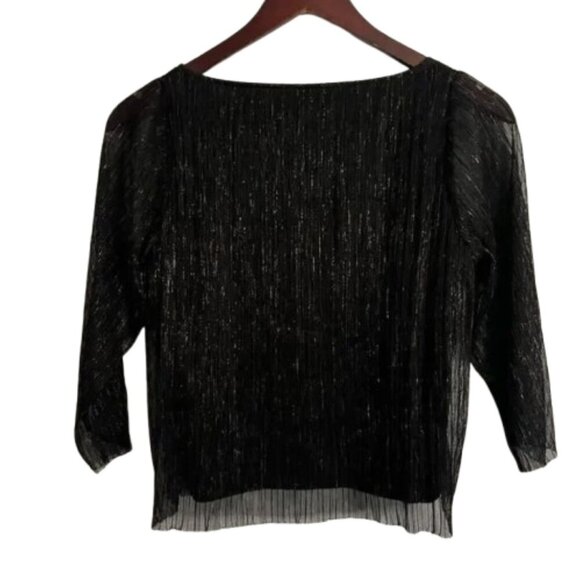 OAK + FORT - NWOT Shimmer Black and Silver Top - XS - Picture 2 of 7